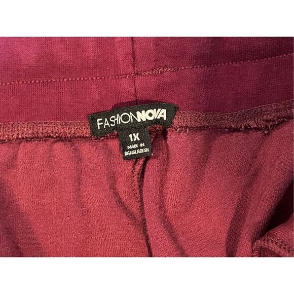 Fashion Nova Burgundy Drawstring Lounging Casual Velour Jogger Pant sz 1X - Picture 4 of 9